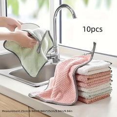10pcs Double sided Absorbent Water Ripple Stripe Dish Cloth