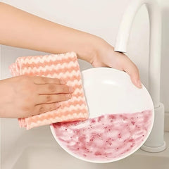 10pcs Double sided Absorbent Water Ripple Stripe Dish Cloth