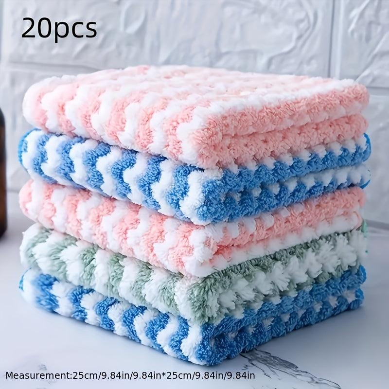 10pcs Double sided Absorbent Water Ripple Stripe Dish Cloth