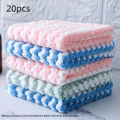 10pcs Double sided Absorbent Water Ripple Stripe Dish Cloth