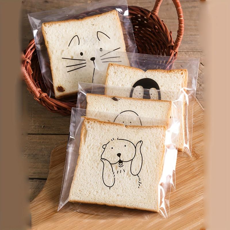 50 Pcs Cartoon Animal Clear Self Sealing Cellophane Bags 6x7 Inches