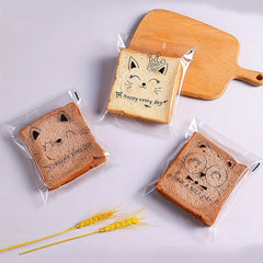 50 Pcs Cartoon Animal Clear Self Sealing Cellophane Bags 6x7 Inches