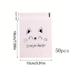50 Pcs Cartoon Animal Clear Self Sealing Cellophane Bags 6x7 Inches