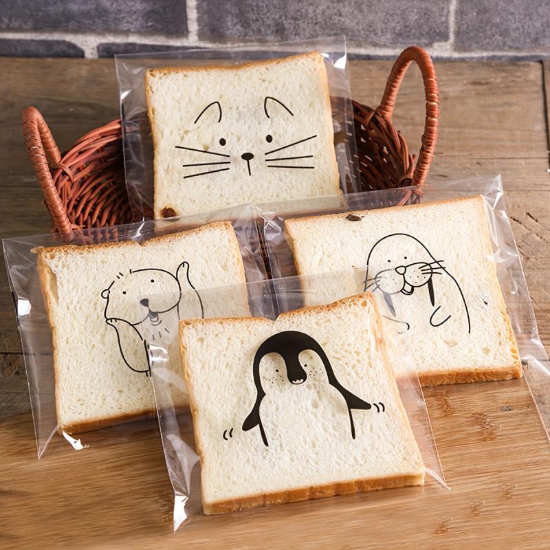 50 Pcs Cartoon Animal Clear Self Sealing Cellophane Bags 6x7 Inches
