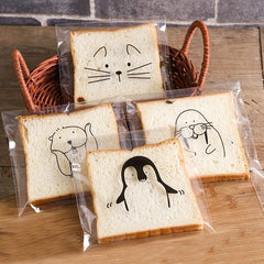 50 Pcs Cartoon Animal Clear Self Sealing Cellophane Bags 6x7 Inches