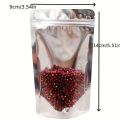 100pcs Aluminum Plated Self Standing Ziplock Bags Food Ziplock Bags