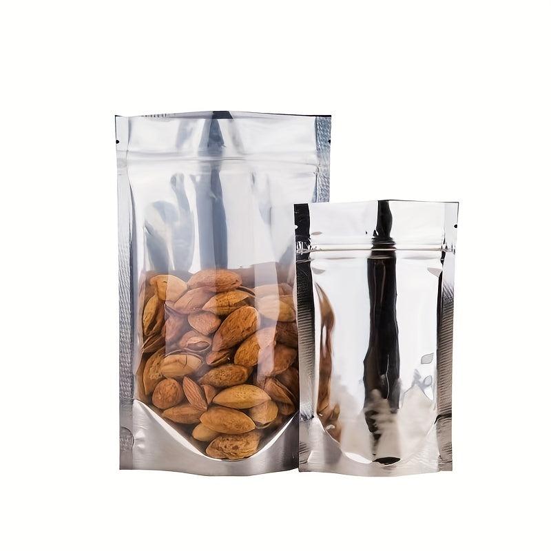 100pcs Aluminum Plated Self Standing Ziplock Bags Food Ziplock Bags