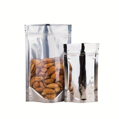 100pcs Aluminum Plated Self Standing Ziplock Bags Food Ziplock Bags