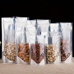 100pcs Aluminum Plated Self Standing Ziplock Bags Food Ziplock Bags