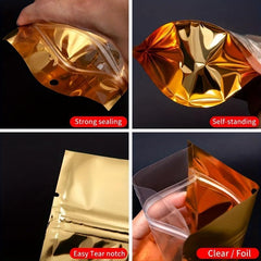 10pcs Golden Aluminum Foil Yin Yang Ziplock Bag Sealed Food Packaging Bag