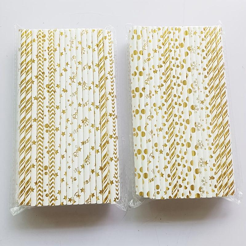 100pcs Wide Disposable Paper Straws for Drinks - Party Supplies