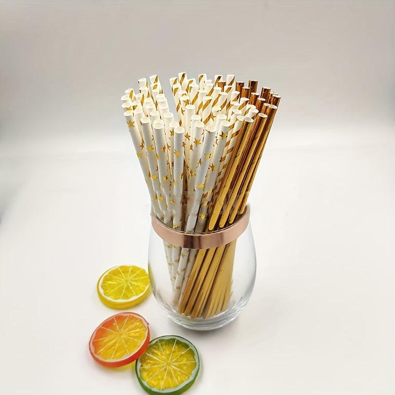 100pcs Wide Disposable Paper Straws for Drinks - Party Supplies