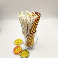 100pcs Wide Disposable Paper Straws for Drinks - Party Supplies