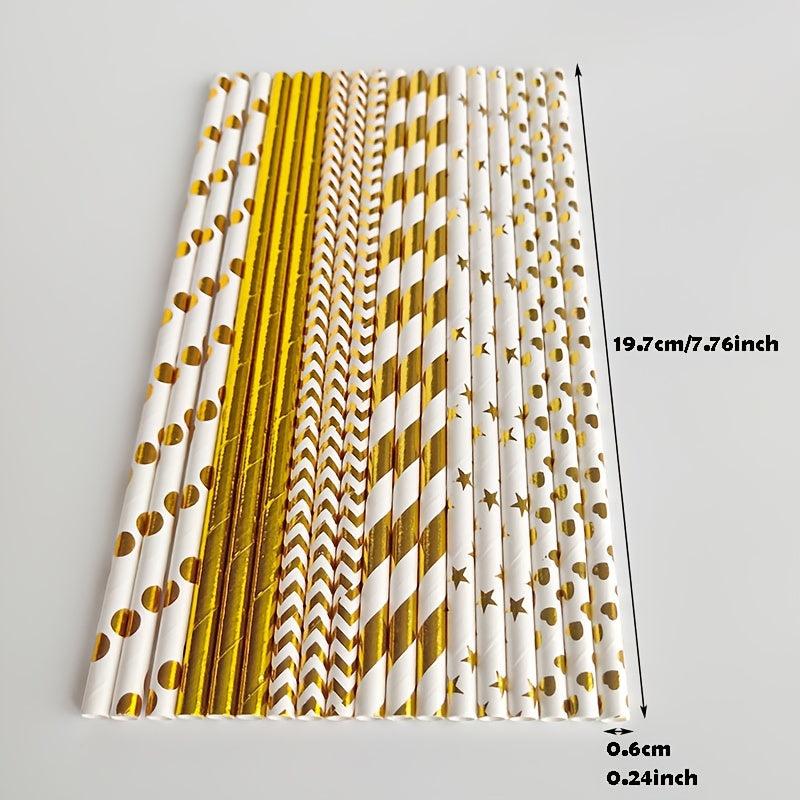 100pcs Wide Disposable Paper Straws for Drinks - Party Supplies