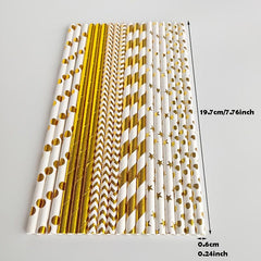 100pcs Wide Disposable Paper Straws for Drinks - Party Supplies