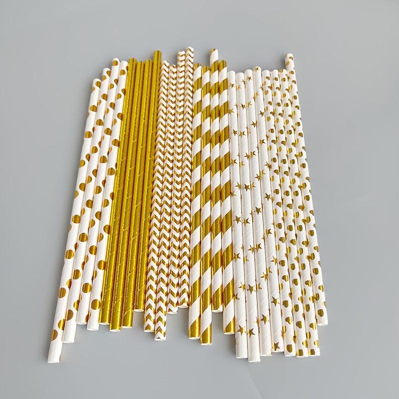 100pcs Wide Disposable Paper Straws for Drinks - Party Supplies