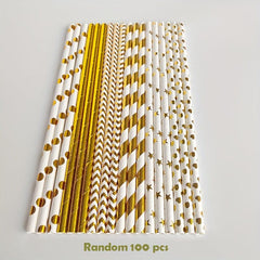 100pcs Wide Disposable Paper Straws for Drinks - Party Supplies