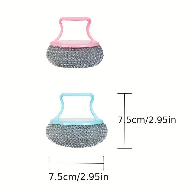 10pcs Kitchen Brush Pot Cleaning Ball Non-stick Pan Handle Steel Ball Brush
