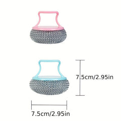 10pcs Kitchen Brush Pot Cleaning Ball Non-stick Pan Handle Steel Ball Brush
