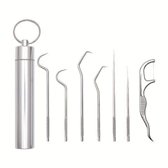 7pcs Stainless Steel Toothpicks Dental Care Tool Cleaning Teeth Outdoor