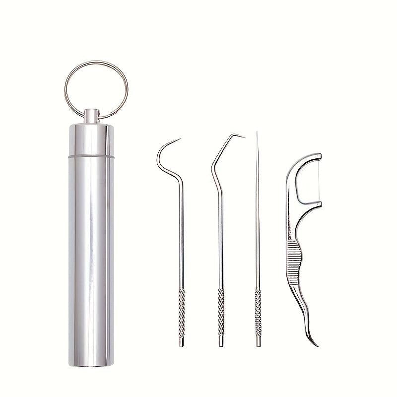 7pcs Stainless Steel Toothpicks Dental Care Tool Cleaning Teeth Outdoor