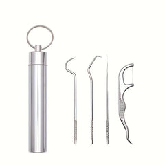 7pcs Stainless Steel Toothpicks Dental Care Tool Cleaning Teeth Outdoor