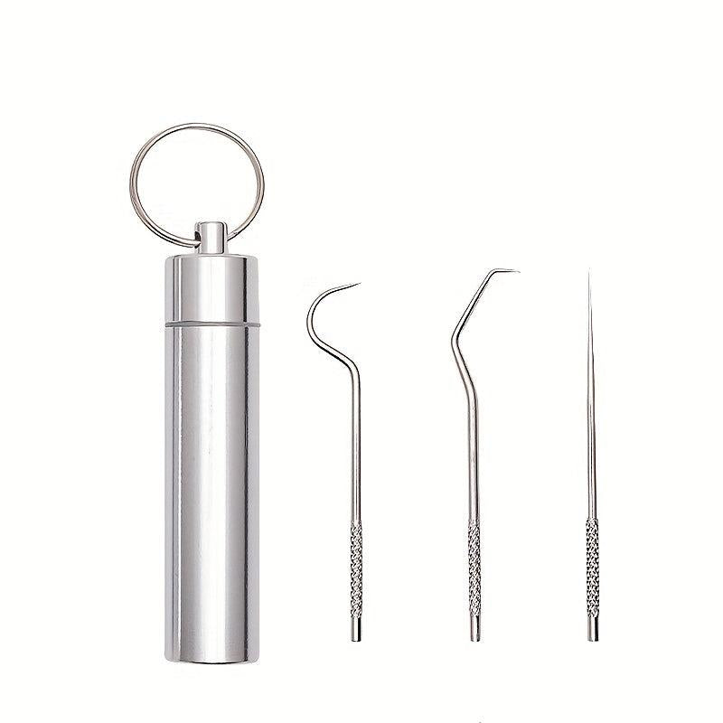 7pcs Stainless Steel Toothpicks Dental Care Tool Cleaning Teeth Outdoor