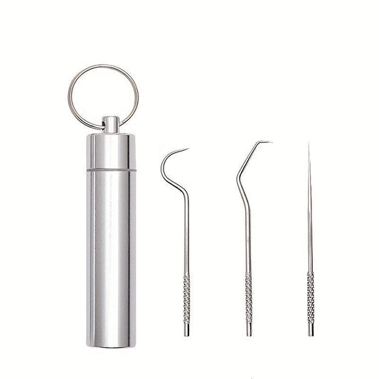 7pcs Stainless Steel Toothpicks Dental Care Tool Cleaning Teeth Outdoor