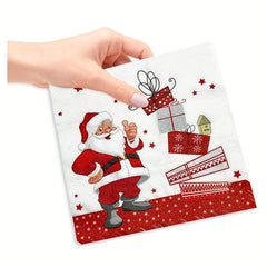 20 Pack Santa Claus Christmas Disposable Napkins 2 Ply Tissue Paper