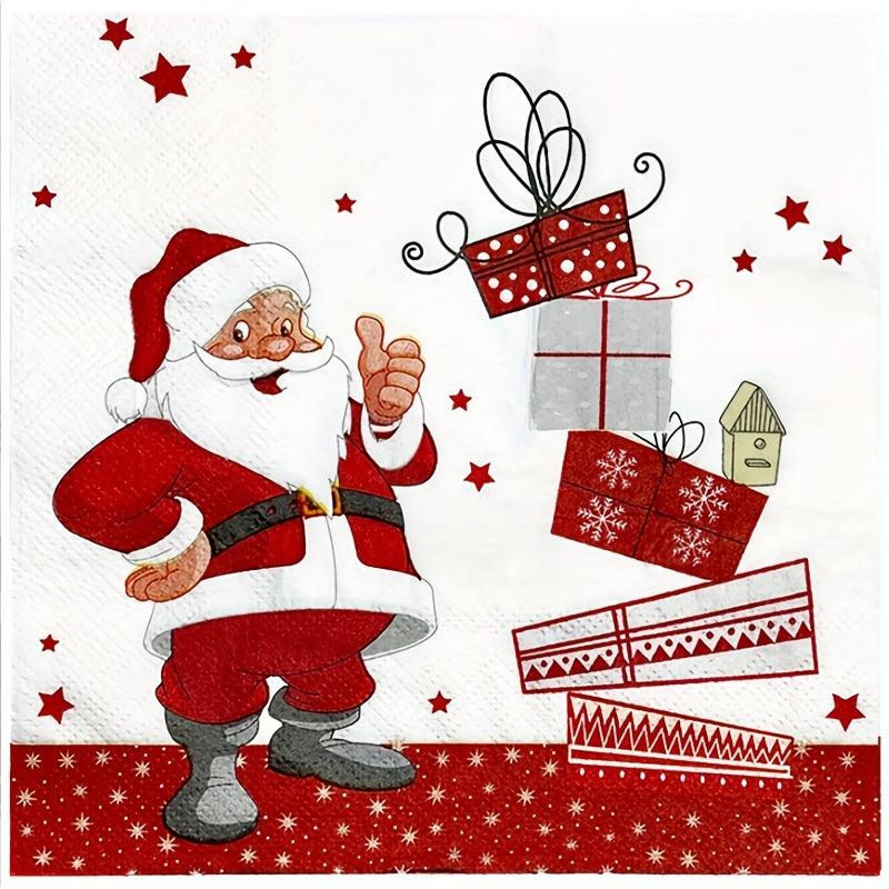 20 Pack Santa Claus Christmas Disposable Napkins 2 Ply Tissue Paper