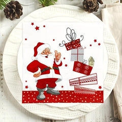 20 Pack Santa Claus Christmas Disposable Napkins 2 Ply Tissue Paper