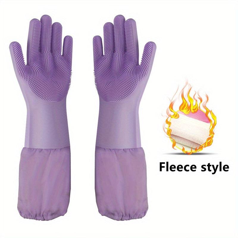 1pair Dishwashing Gloves Women Housework Kitchen Durable Household Waterproof