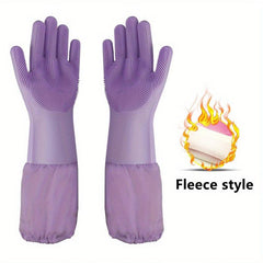 1pair Dishwashing Gloves Women Housework Kitchen Durable Household Waterproof