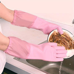 1pair Dishwashing Gloves Women Housework Kitchen Durable Household Waterproof