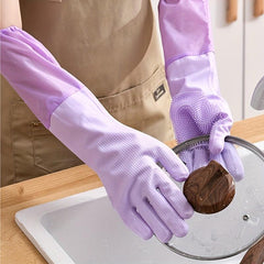 1pair Dishwashing Gloves Women Housework Kitchen Durable Household Waterproof