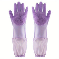 1pair Dishwashing Gloves Women Housework Kitchen Durable Household Waterproof