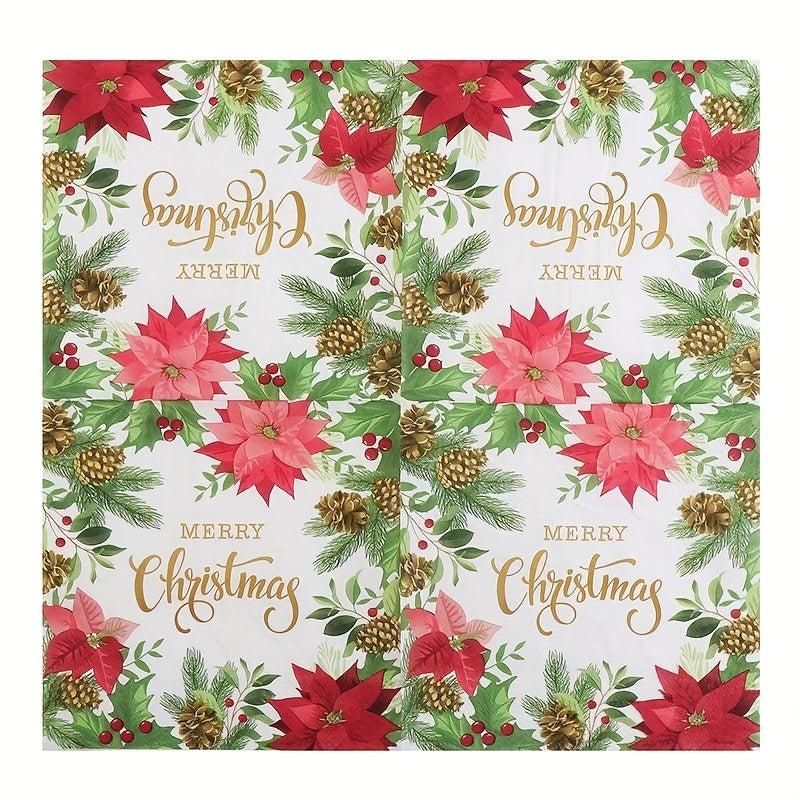 20pcs Organic Christmas Alphabet Napkins for Celebration