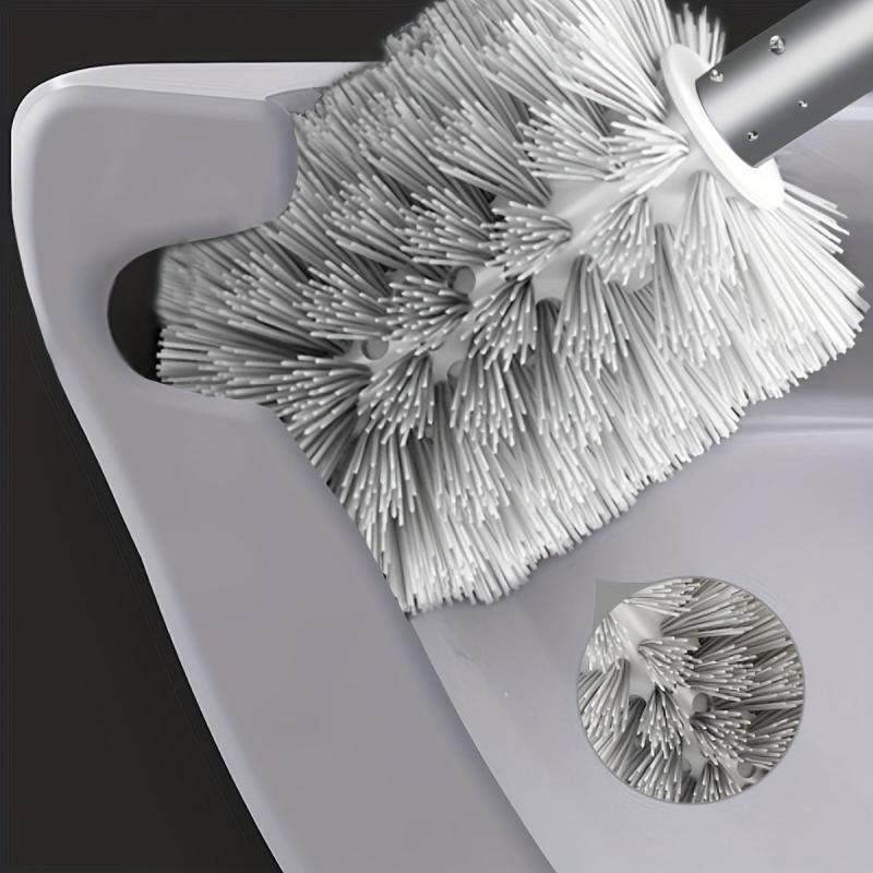 Toilet Brush Set: Long Handle, Flexible Design, Standing & Wall Mounted
