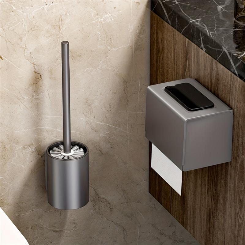 Toilet Brush Set: Long Handle, Flexible Design, Standing & Wall Mounted