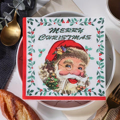 20Pcs Christmas Disposable Napkins Christmas Wood Pulp Tissue