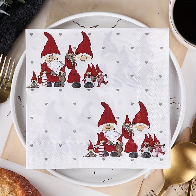 20Pcs Christmas Disposable Napkins Christmas Wood Pulp Tissue