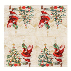 20Pcs Christmas Disposable Napkins Christmas Wood Pulp Tissue