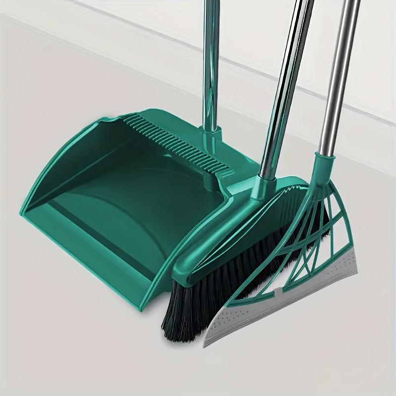 3pcs Household Broom Dustpan Squeegee Set Long Handle Floor Cleaning Tools
