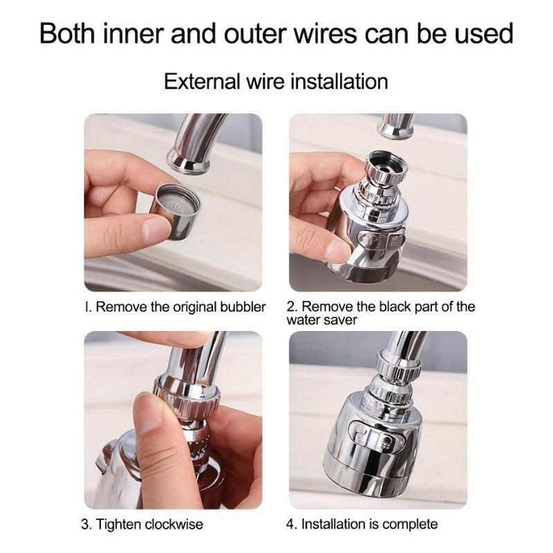 Kitchen Sink Faucet Aerator 2 Mode Sprayer High Pressure Swivel Faucet Extender