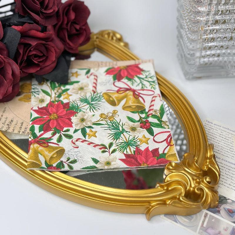 20pcs Christmas Stan Flowers Napkins Set for Christmas Party and Decorations