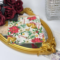 20pcs Christmas Stan Flowers Napkins Set for Christmas Party and Decorations