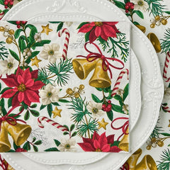 20pcs Christmas Stan Flowers Napkins Set for Christmas Party and Decorations