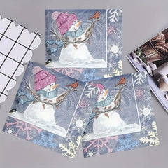 20pcs Disposable Napkins Lovely Snowman Print Christmas Dinner Decor
