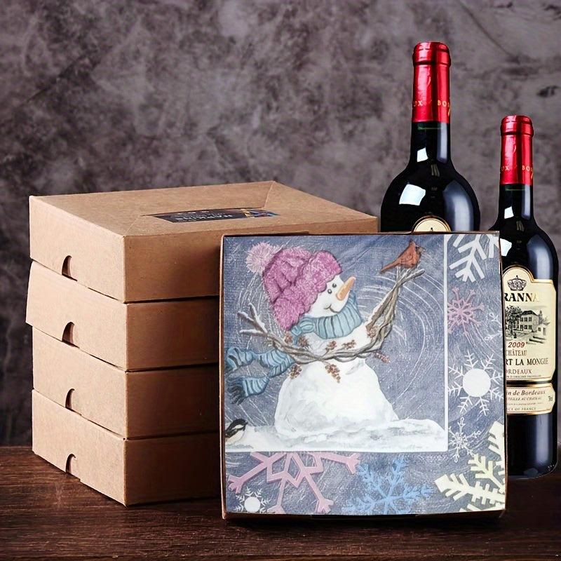 20pcs Disposable Napkins Lovely Snowman Print Christmas Dinner Decor