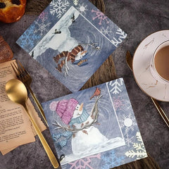 20pcs Disposable Napkins Lovely Snowman Print Christmas Dinner Decor